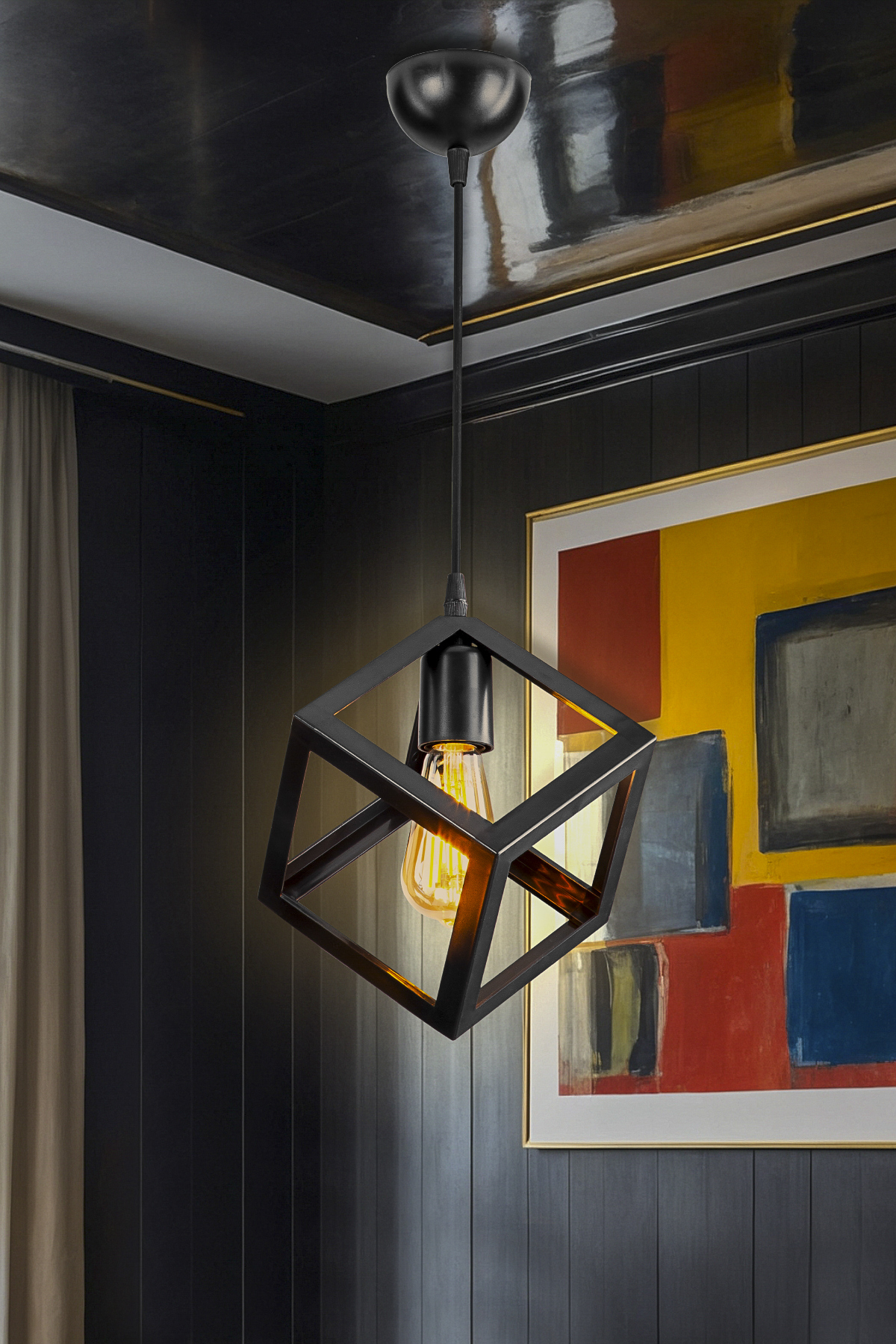 ASZ.1612 KÜP TEKLİ SARKIT SİYAH